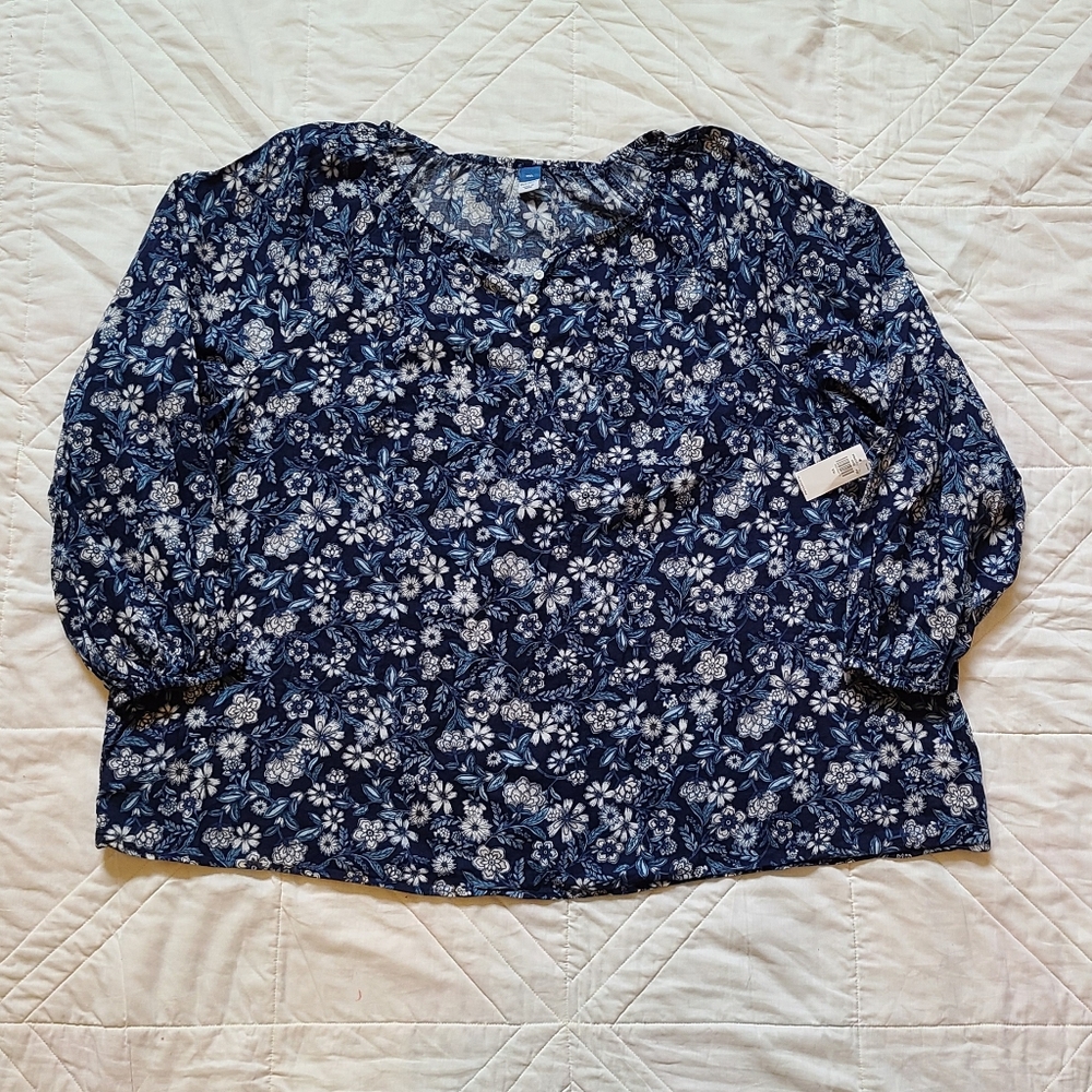 Old Navy Blue Peasant Top XXL